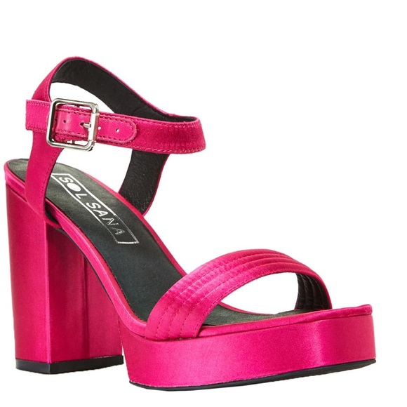 Sol Sana Cathy Satin Ankle Strap Platform Sandals - Picture 2 of 2